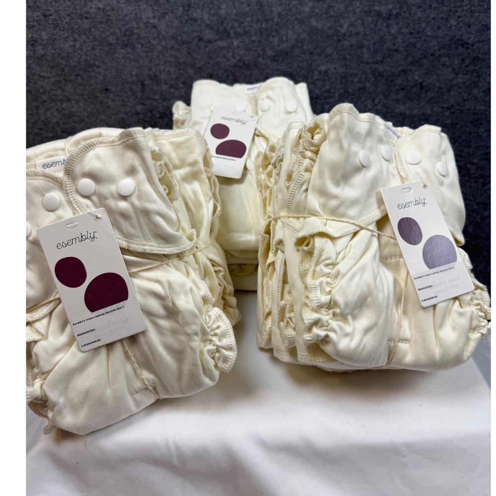 NEW Esembly Sz 2 Organic Cotton Inner Cloth Diapers 18 Pack Cream Factory 2nds